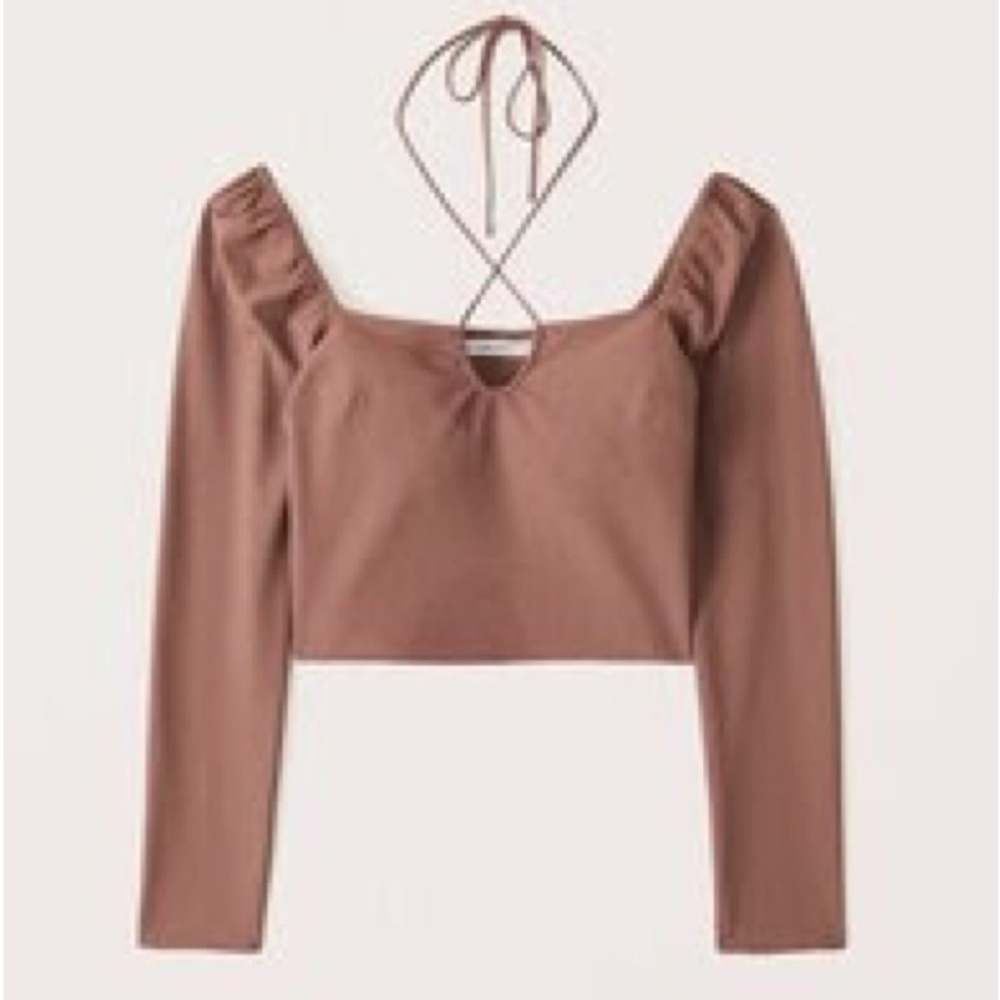 Abercrombie Long-Sleeve Keyhole Strappy Blouse